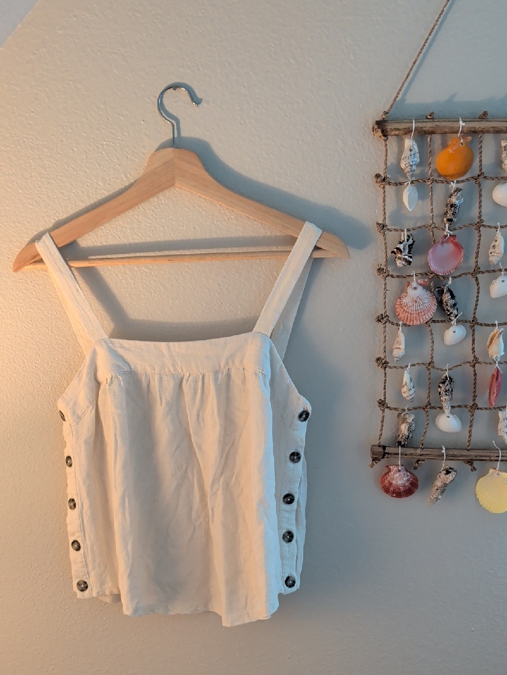 Universal Thread Cream Button-Side Square Neck Cami